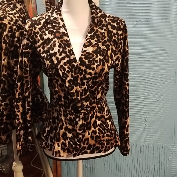 leopard peplum blazer